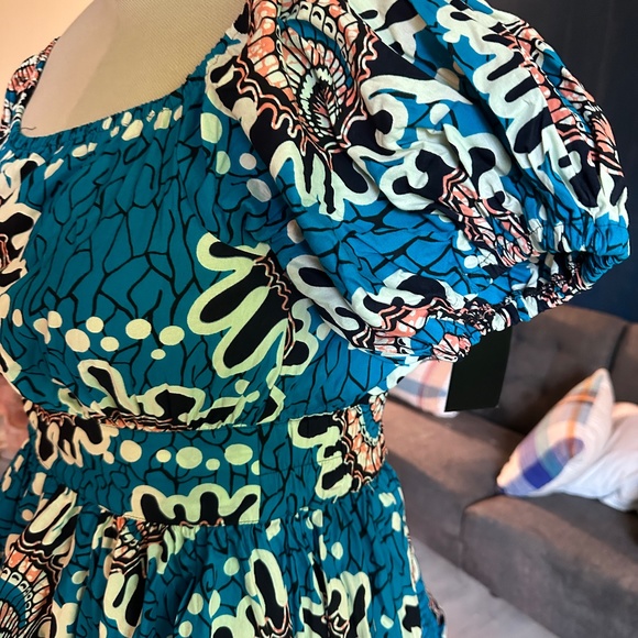 ÖFUURË African Print Off-Shoulder Mini Dress L/XL - Picture 3 of 10